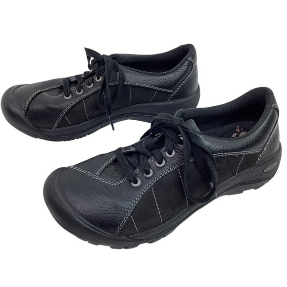 Keen Presidio Womens 8.5 Leather Lace-Up Black Loafers - Picture 1 of 12